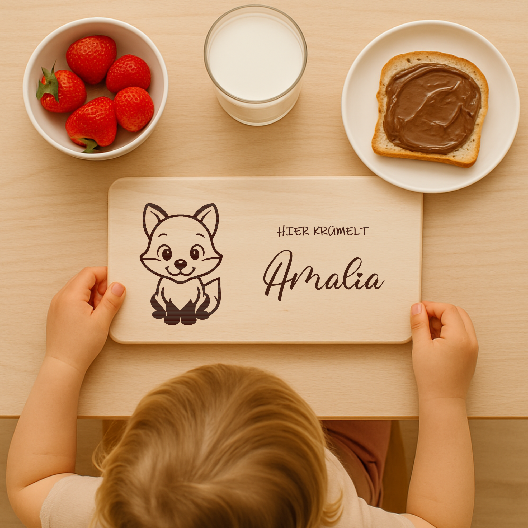 Frühstücksbrettchen mit BabyFuchs-Gravur