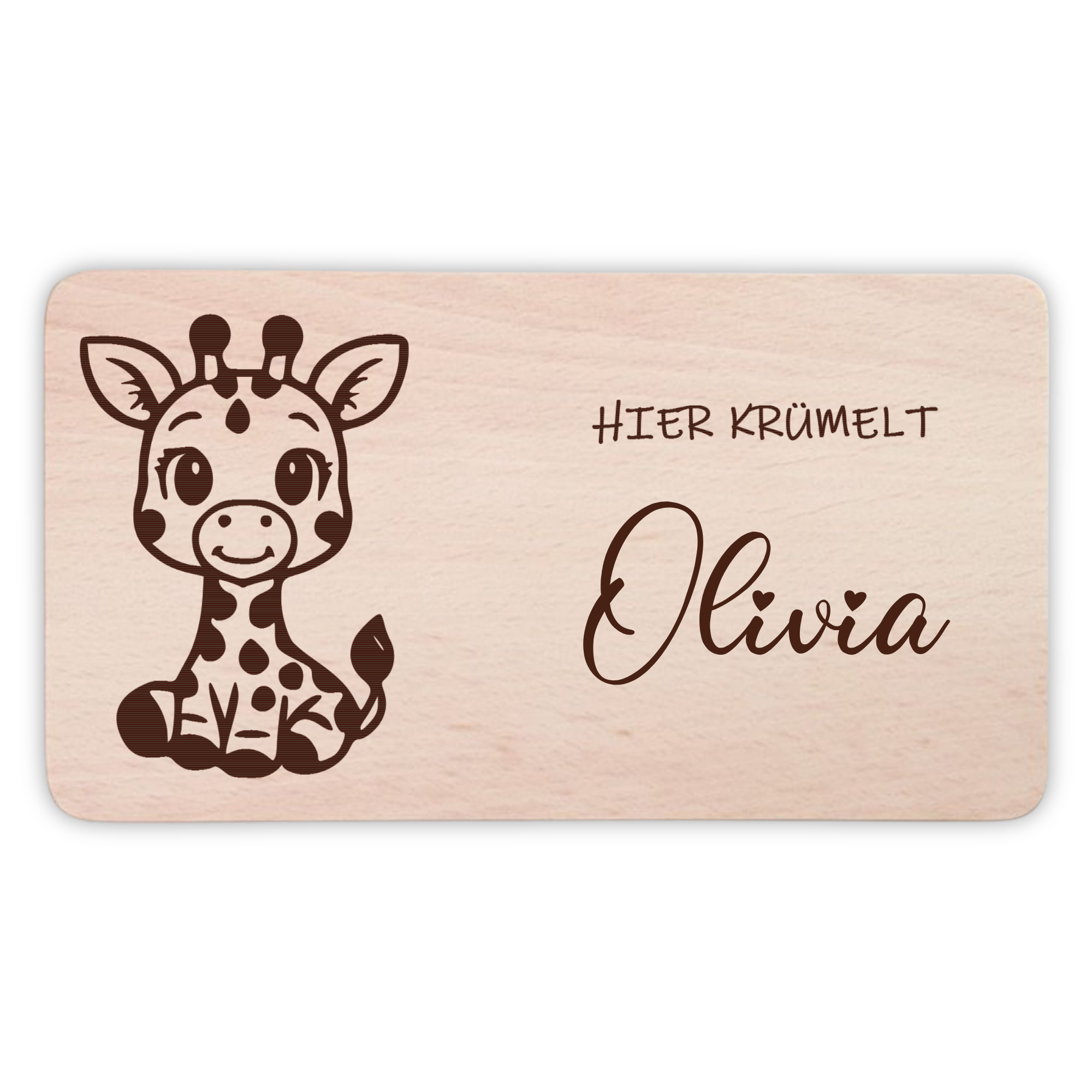 Frühstücksbrettchen mit BabyGiraffe-Gravur