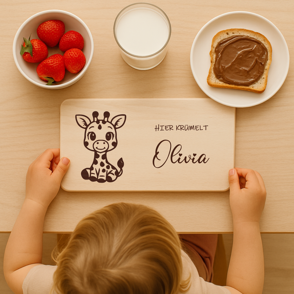 Frühstücksbrettchen mit BabyGiraffe-Gravur