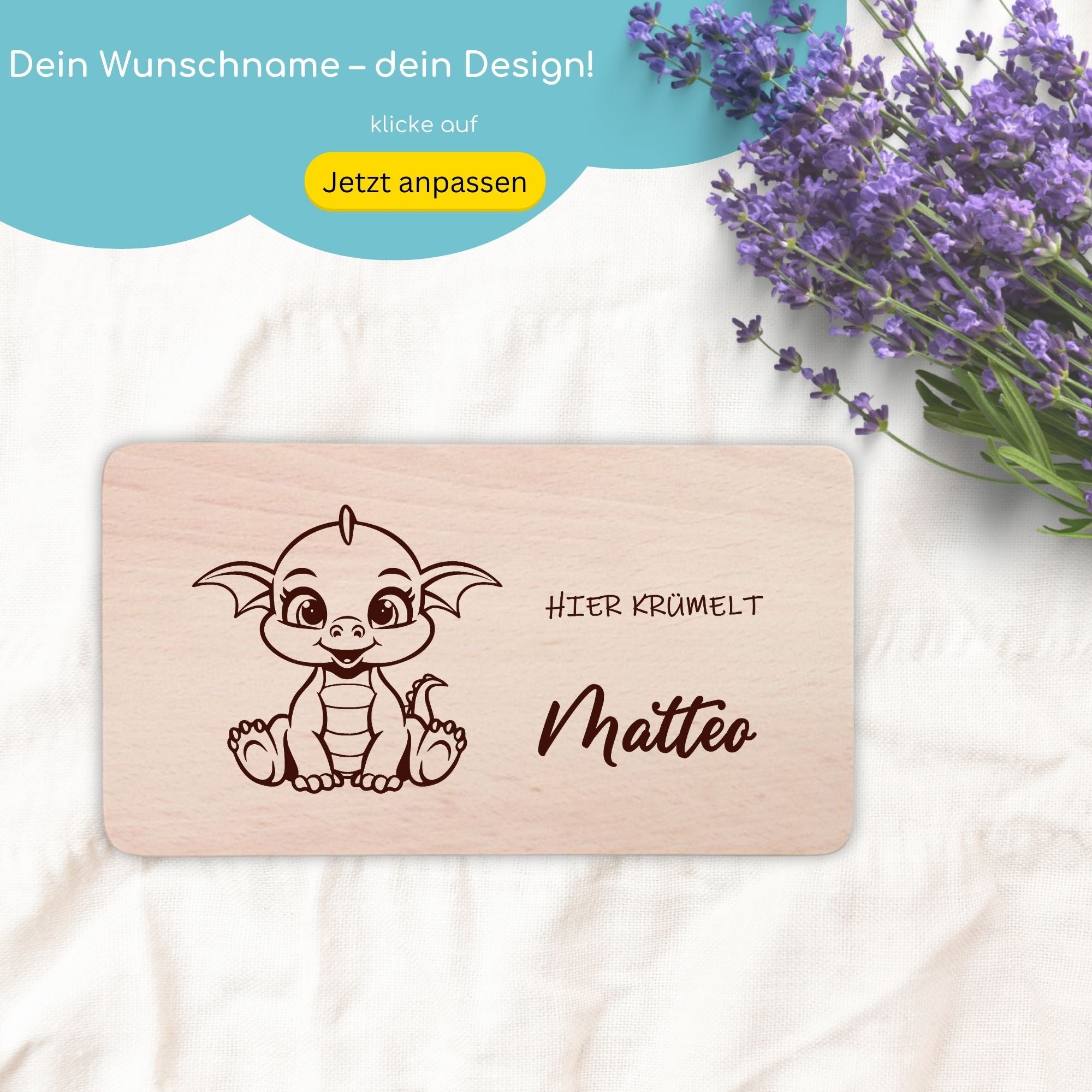 Frühstücksbrettchen mit BabyDrache-Gravur