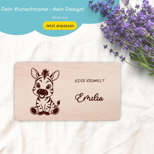 Frühstücksbrettchen mit Zebra-Gravur