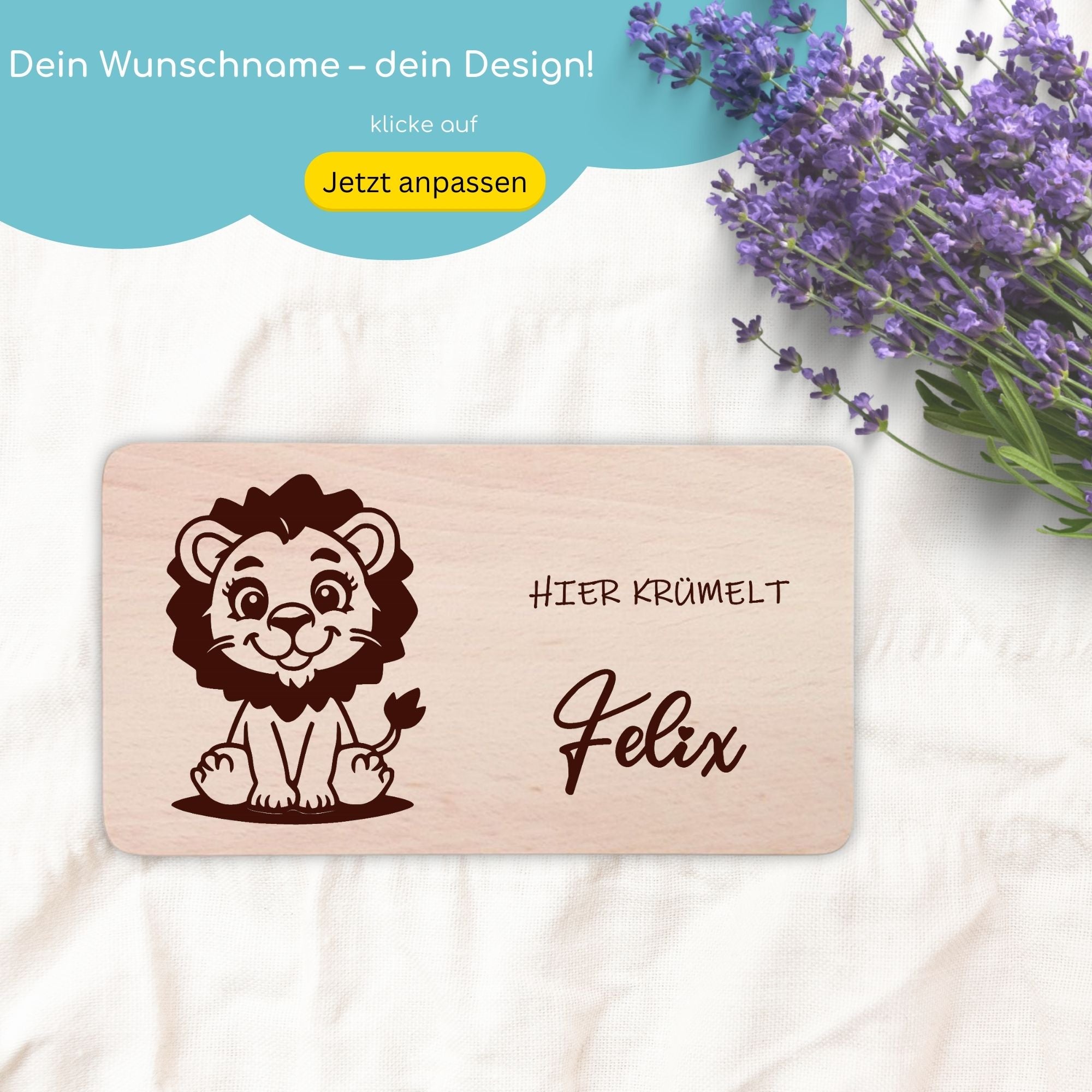 Frühstücksbrettchen mit Löwe-Gravur