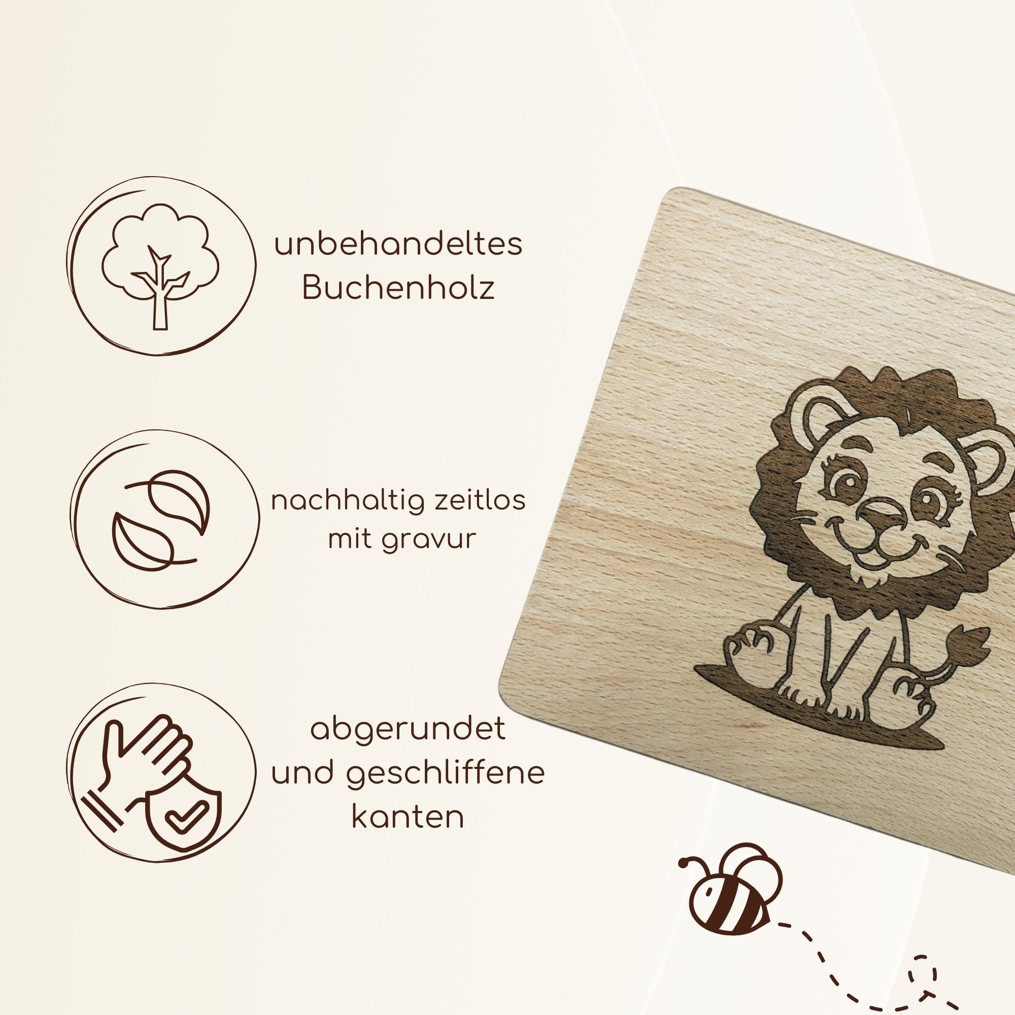 Frühstücksbrettchen mit Löwe-Gravur