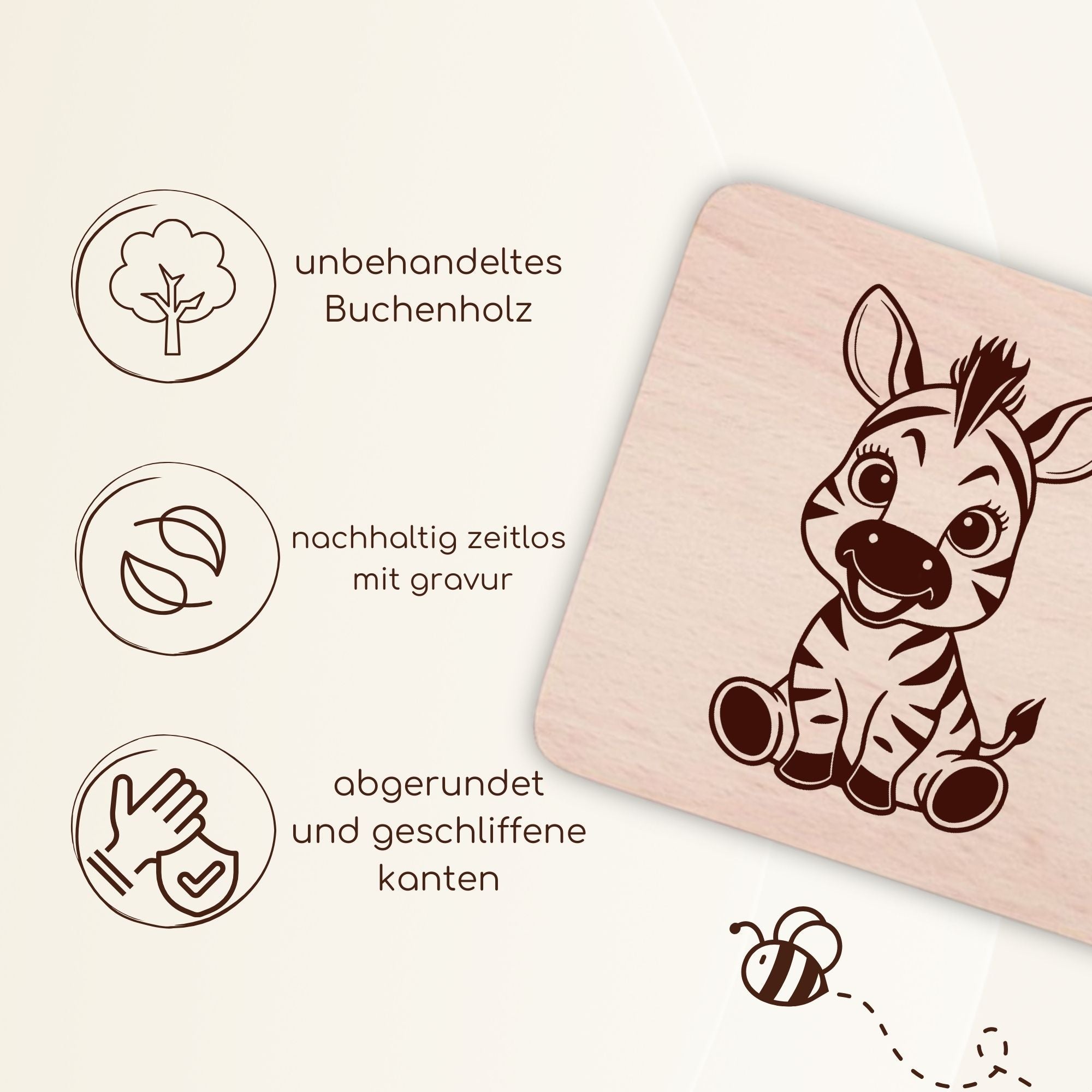 Frühstücksbrettchen mit Zebra-Gravur