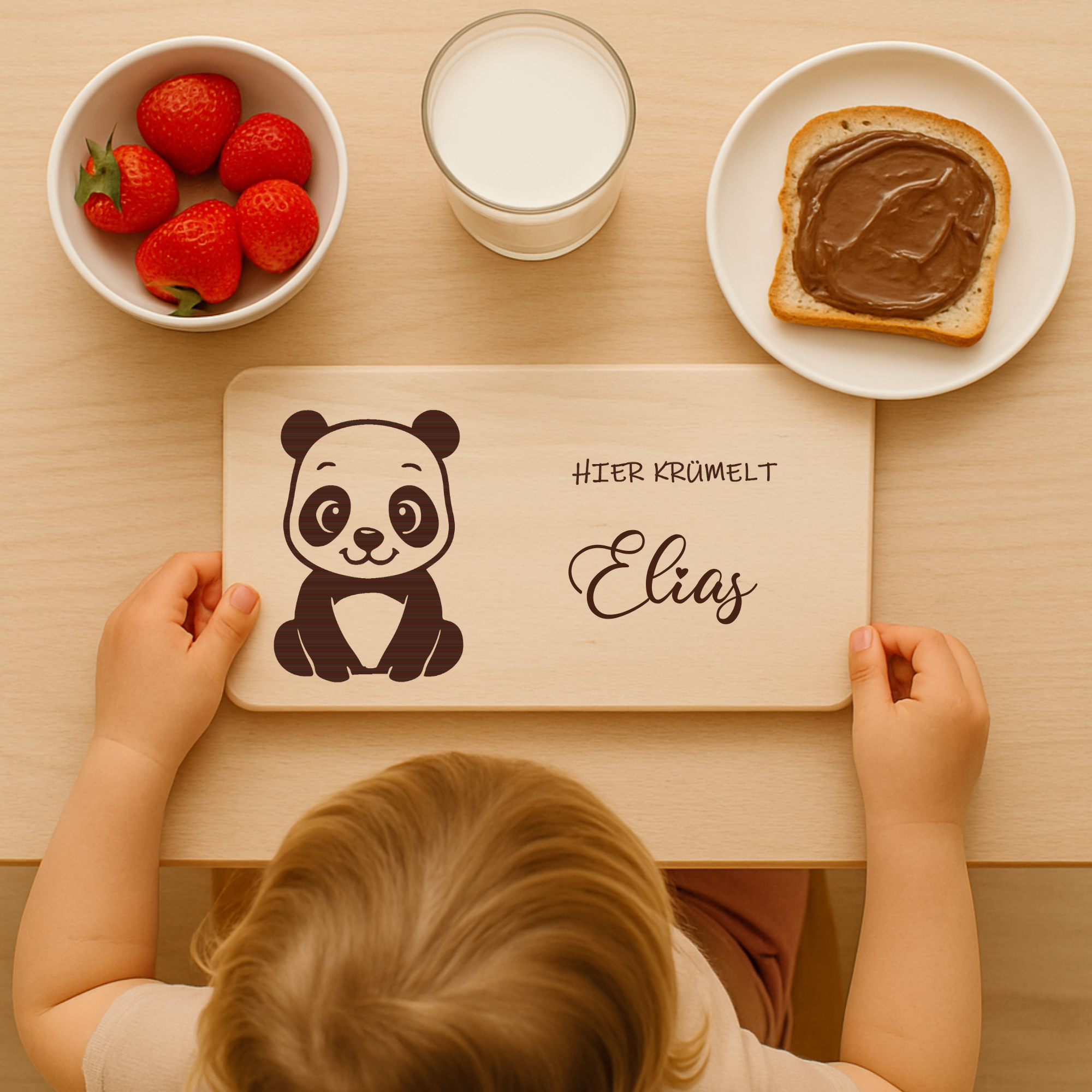 Frühstücksbrettchen mit BabyPanda-Gravur