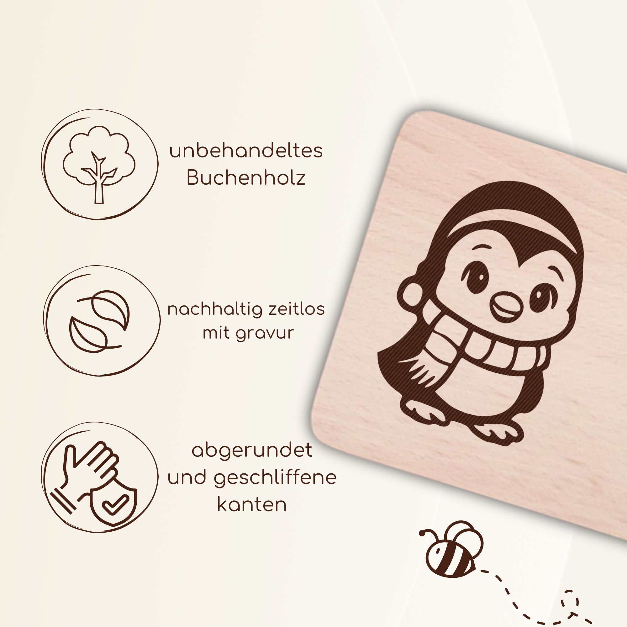 Frühstücksbrettchen mit BabyPinguin-Gravur