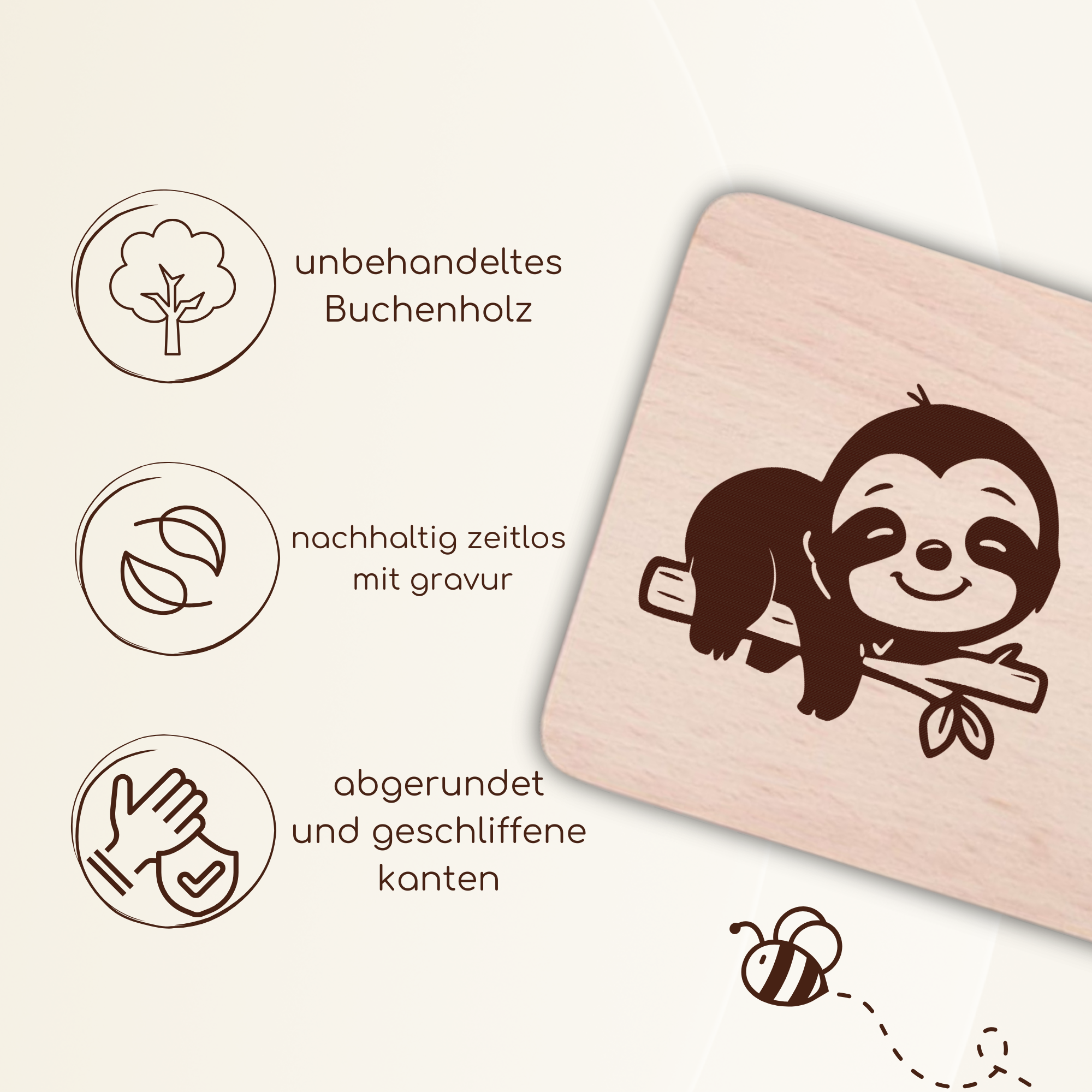 Frühstücksbrettchen mit BabyFaultier-Gravur